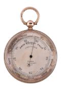 An Edwardian 15ct gold cased aneroid pocket barometer with altimeter scale Ross, London, 1907 The