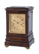 Ω An Victorian small rosewood four-glass mantel clock with push-button hour repeat Stockall,