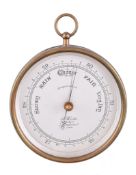 A Victorian brass cased aneroid barometer J. Hicks, London, third quarter of the 19th century The