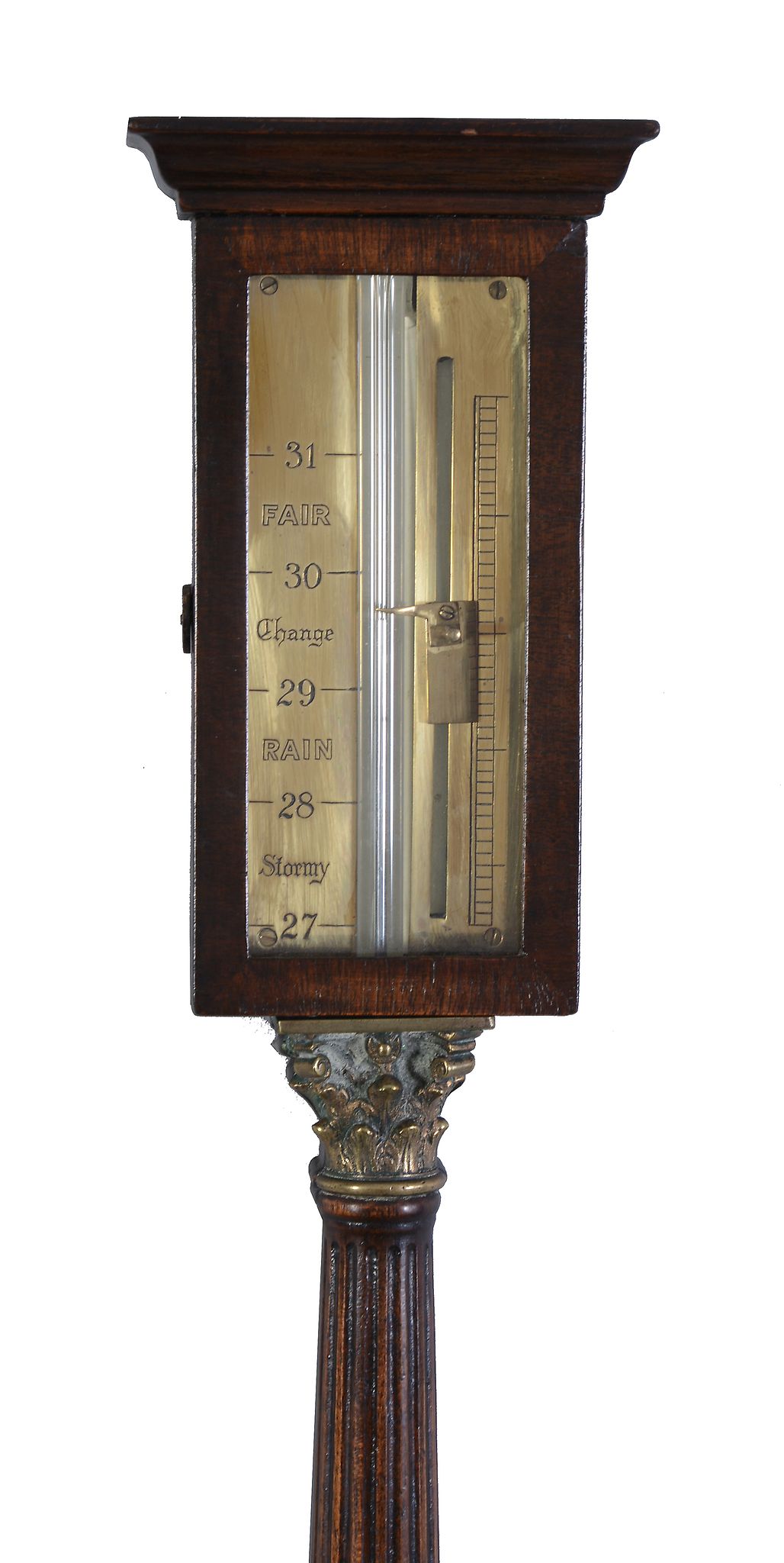 A George III style mahogany mercury column stick barometer Unsigned, 20th century With ogee moulded - Image 2 of 2