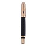 Montblanc, Boheme, Doue, a black rollerball pen, the black barrel with circular indentations, the