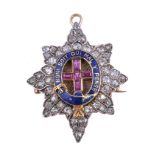 Military Interest, a diamond and ruby set Coldstream Guards sweetheart brooch, dating from the
