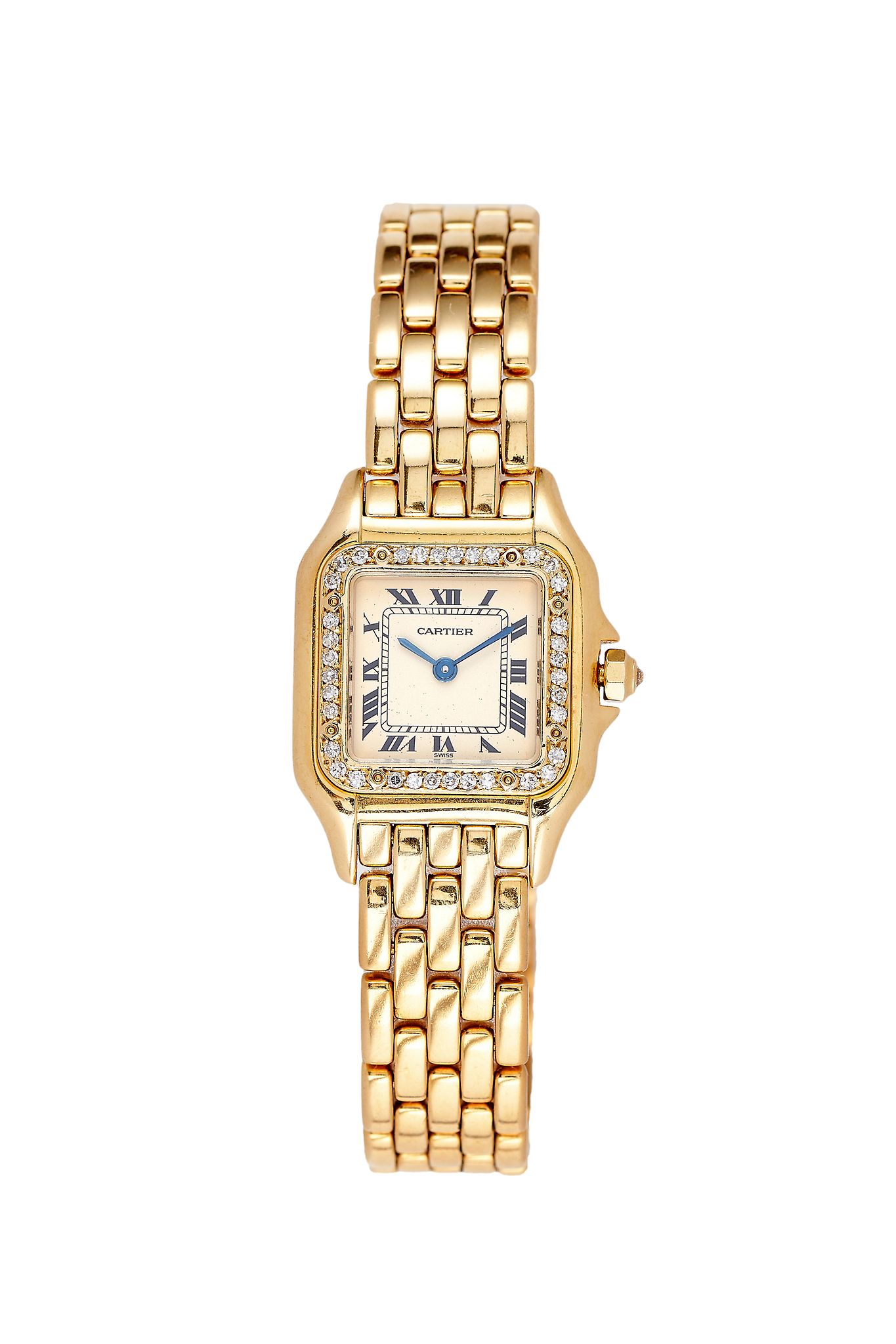 Cartier, Panthere, a lady's 18 carat gold and diamond bracelet wristwatch, no. 8669120252, quartz