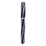 Visconti, Divina, a limited edition fountain pen, no.066/100, the twisting blue marbled cap and