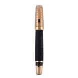 Montblanc, Boheme, Doue, a black fountain pen, the black body with impressed circles, the cap with