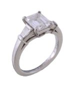 A diamond ring by Van Cleef & Arpels, the rectangular cut diamond, stated to weigh 1.70 carats, in