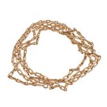 A fancy belcher link necklace with makers mark for Cartier, the facetted belcher links to a ring