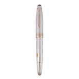 Montblanc, Meisterstuck, a silver coloured fountain pen, the cap and barrel with striated