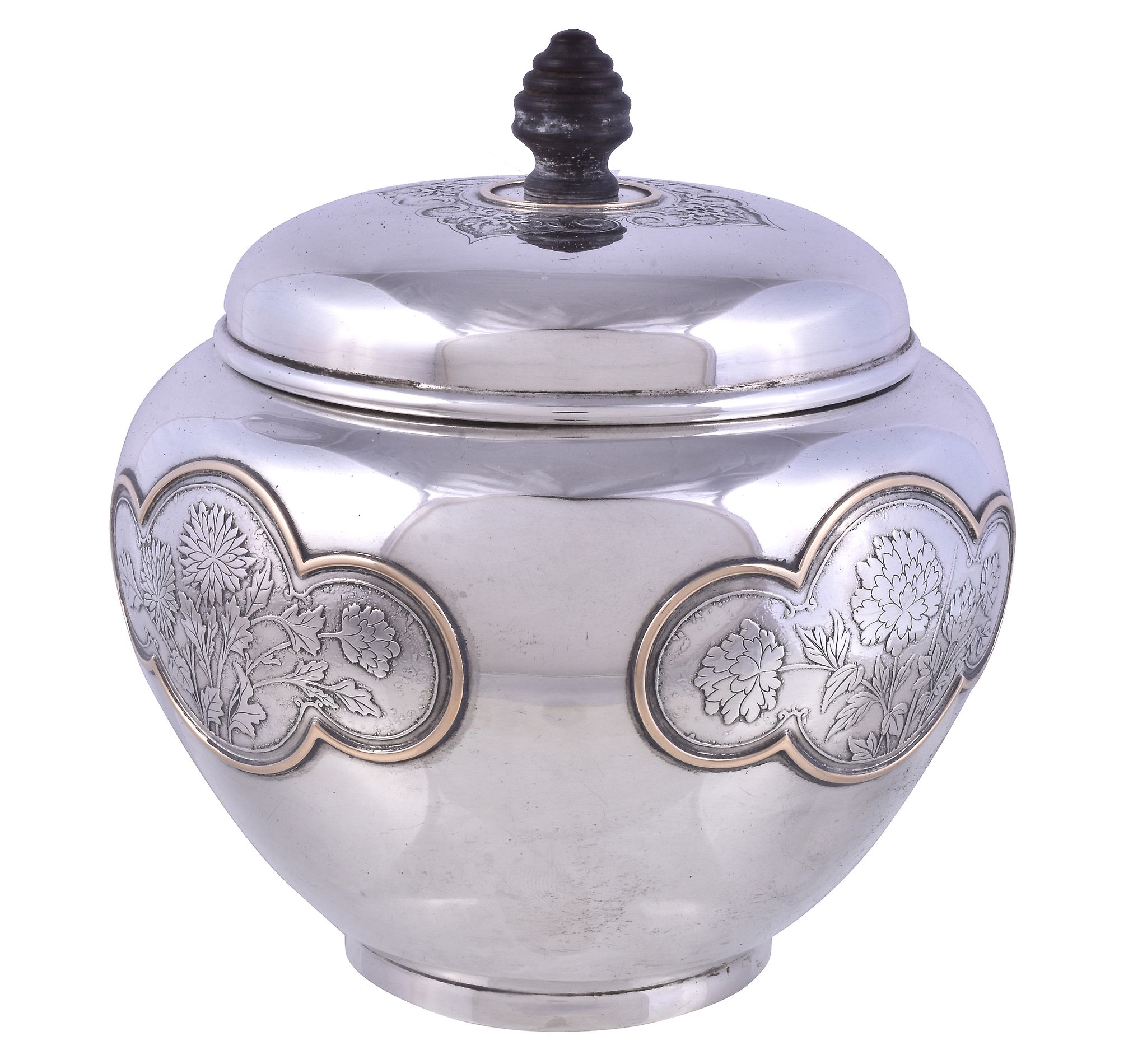 An American silver ovoid tea caddy by The Sweetser Co., New York ( 14K & Sterling , S ), early 20th - Image 2 of 5