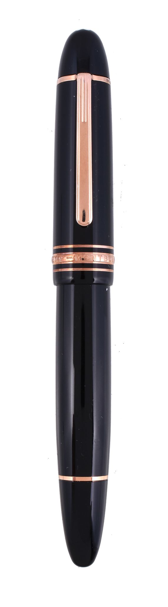 Montblanc, Meisterstuck, Le Grand, 149, 90 years, a black lacquer fountain pen, the black cap and