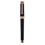 Montegrappa, Nero Uno Linea, a rollerball pen, the lined resin cap and barrel with polished trim,