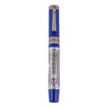 Visconti, Twelve Tribes, a limited edition fountain pen, no.181/512, with a blue resin cap and a