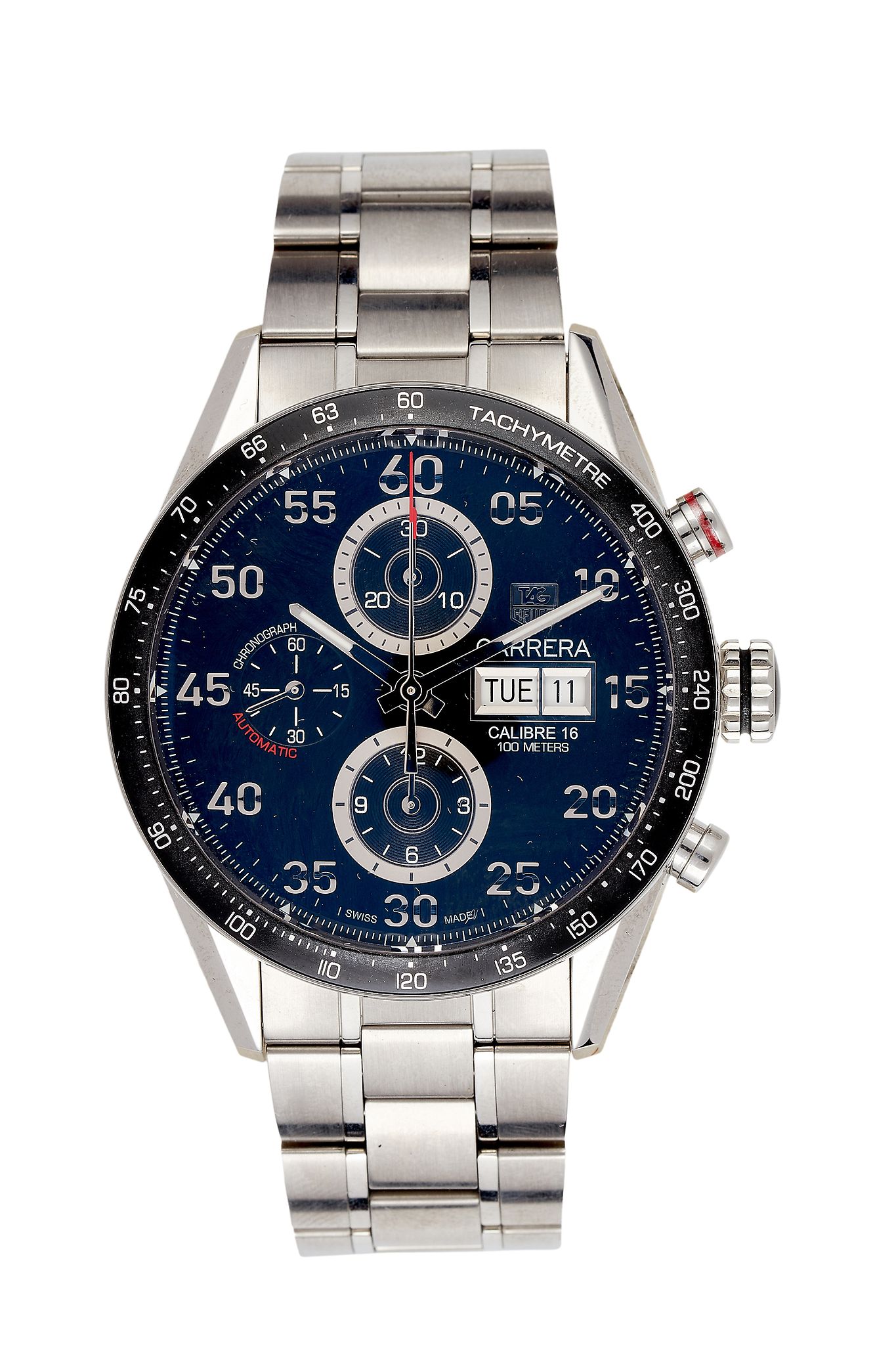 Tag Heuer, Carrera, ref. CV2A10, a stainless steel bracelet wristwatch, no. EWC8908, circa 2011,