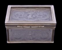 An Austro-Hungarian silver mounted rock crystal box, unmarked, Bohemian or Silesian style