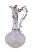 A Victorian silver mounted cut and etched glass claret jug by James Charles Edington, London 1852,