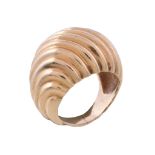 A gold coloured ring, of spiralling form, finger size G, 10g