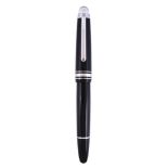 Montblanc, Meisterstuck, Diamond, a black lacquer fountain pen, the cap with platinum coated clip