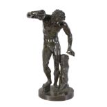 A French patinated bronze model of the Faun with Clappers, late19th century, cast after the
