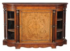 A near pair of Victorian figured walnut and gilt metal mounted side cabinets , circa 1870, inlaid