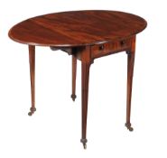 A George III mahogany and kingwood crossbanded oval Pembroke table , circa 1790, the oval top