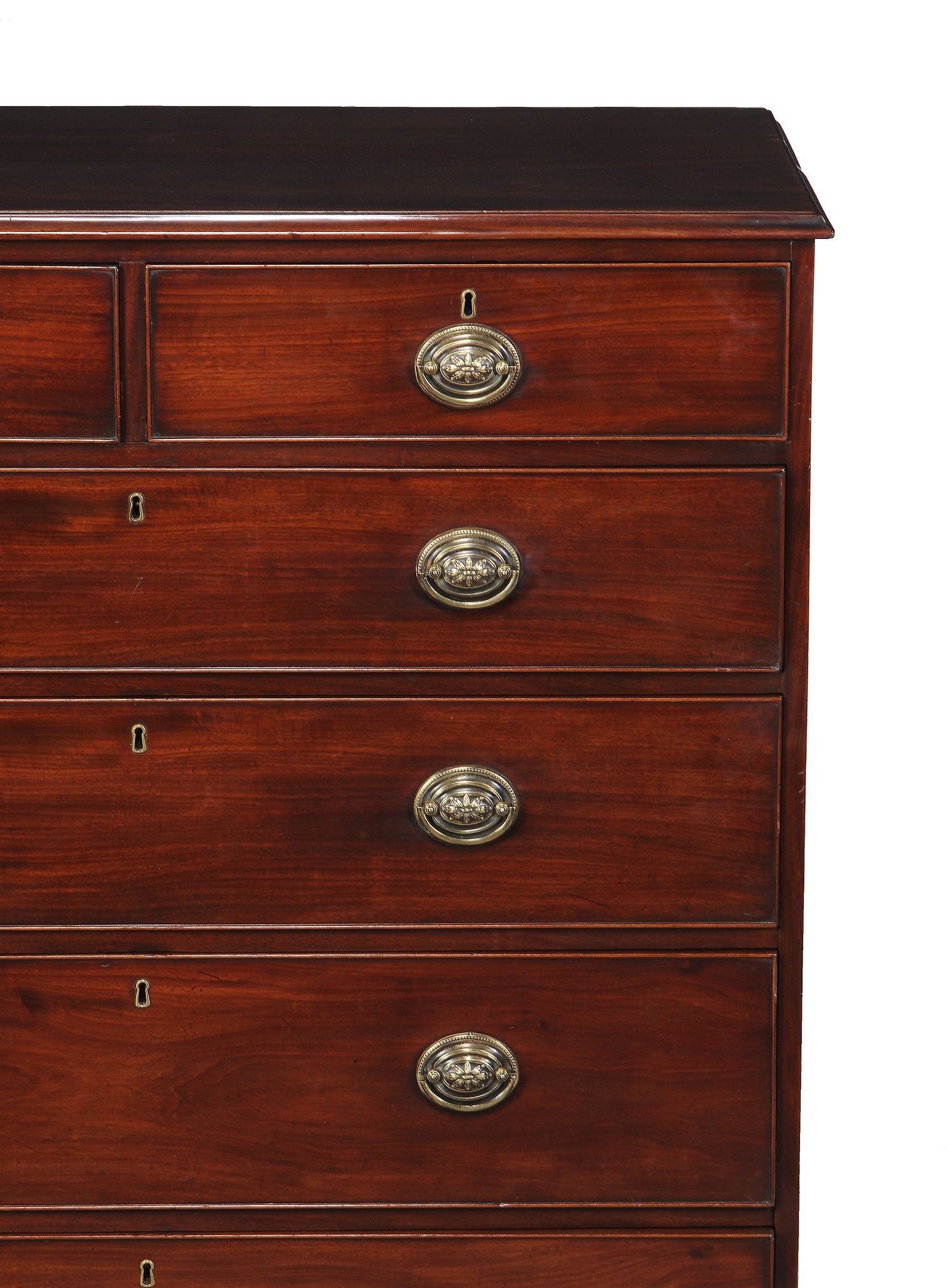 A George III Irish mahogany chest of drawers, circa 1780, the moulded rectangular top above two - Image 3 of 3