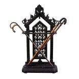 A Victorian painted cast iron hall stand, circa 1880, possibly by the Coalbrookdale Foundry, the