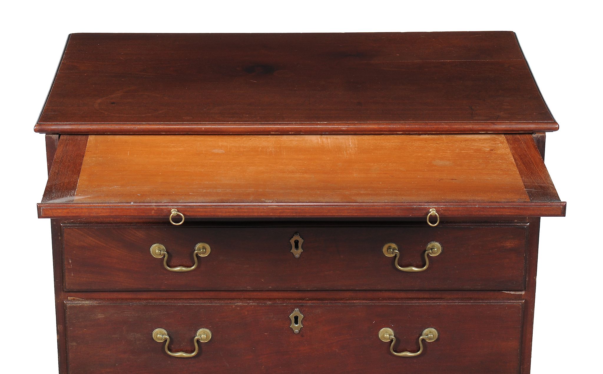 A George III mahogany chest of drawers, circa 1780, the brushing slide above four long graduated - Image 3 of 4