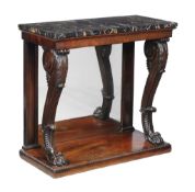 Ω A George IV rosewood and marble mounted console table, circa 1825, attributed to Gillows, the