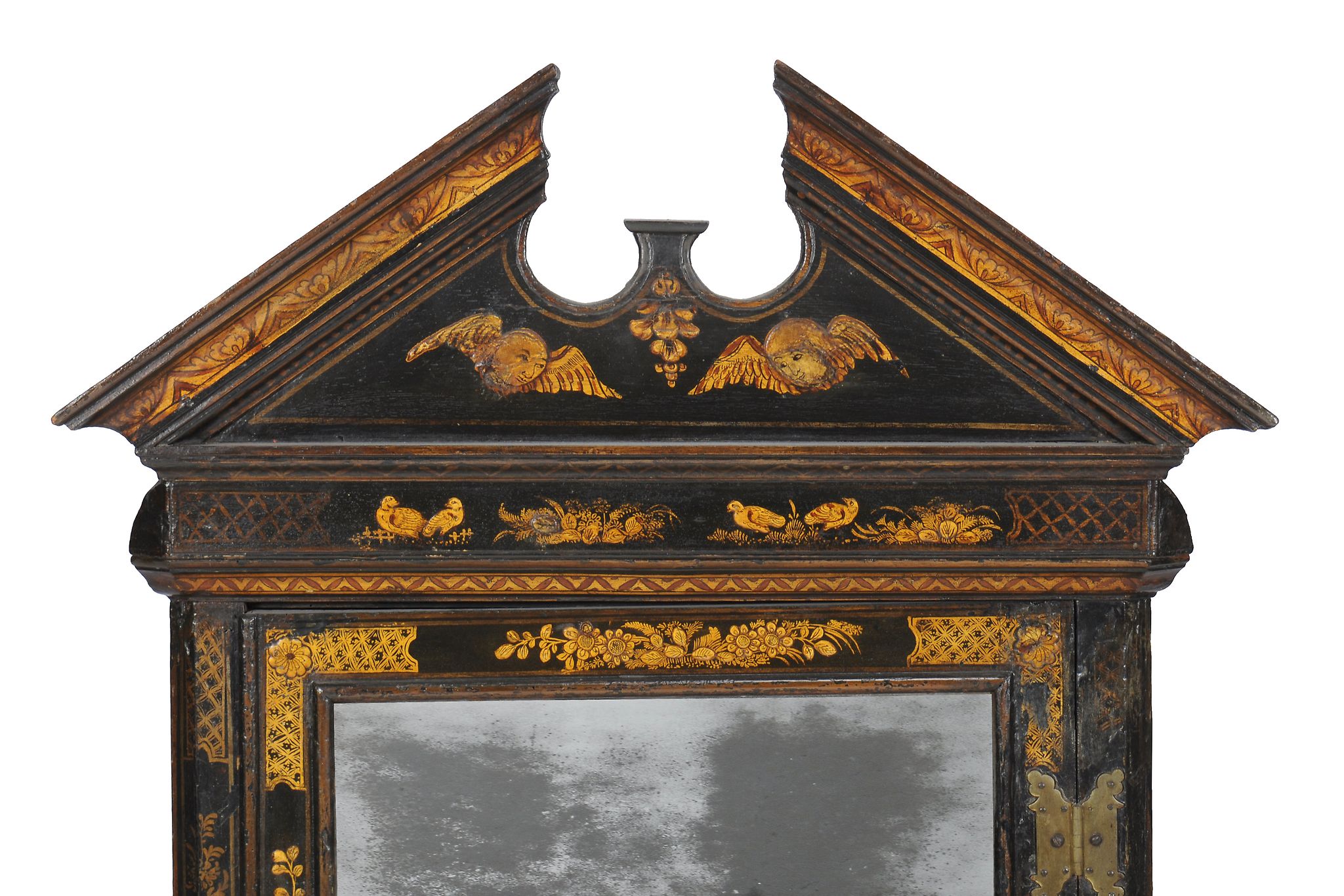 A George I black lacquer and gilt decorated hanging corner cabinet, circa 1720, in the manner of - Image 2 of 3