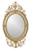 A giltwood and composition oval wall mirror, in George III style, 19th century, the marginal