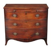 A George III mahogany and kingwood crossbanded bowfront chest of drawers , circa 1790, the shaped