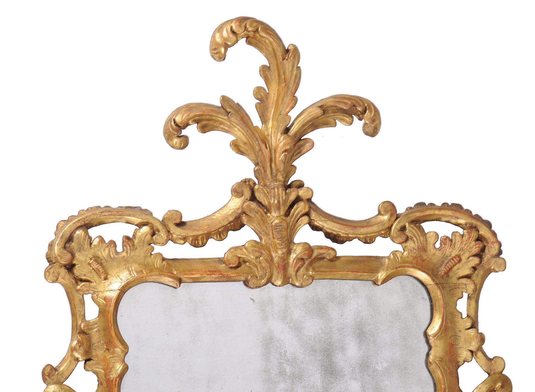 A George III carved giltwood wall mirror , circa 1770, the divided plate within the shaped frame - Image 2 of 3