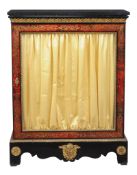 Ω A Napoleon III red stained tortoiseshell, brass marquetry and ebonised side cabinet , circa 1880,