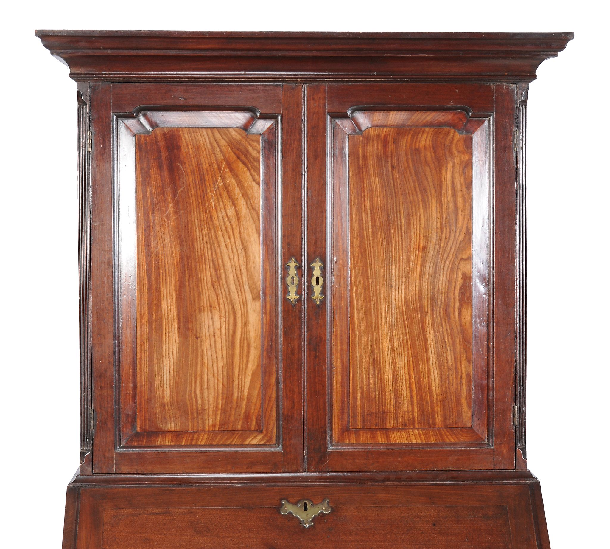 A George II mahogany bureau cabinet, circa 1750, the moulded cornice above a pair of panelled doors - Image 5 of 5