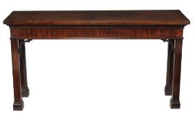 A George III mahogany serving table or side table , circa 1780, the rectangular top above a moulded