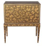 A Chinese export black lacquer and gilt decorated chest on stand, second half 19th century,