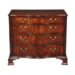 A George III mahogany se r pentine chest of drawers , circa 1780, the moulded rectangular top above