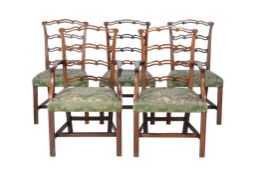 A set of ten George III mahogany dining chairs, circa 1800, to include a pair of armchairs, each