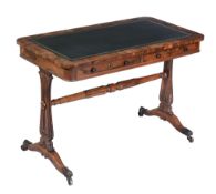Ω A William IV rosewood writing table , circa 1835, in the manner of Gillows, with green leather