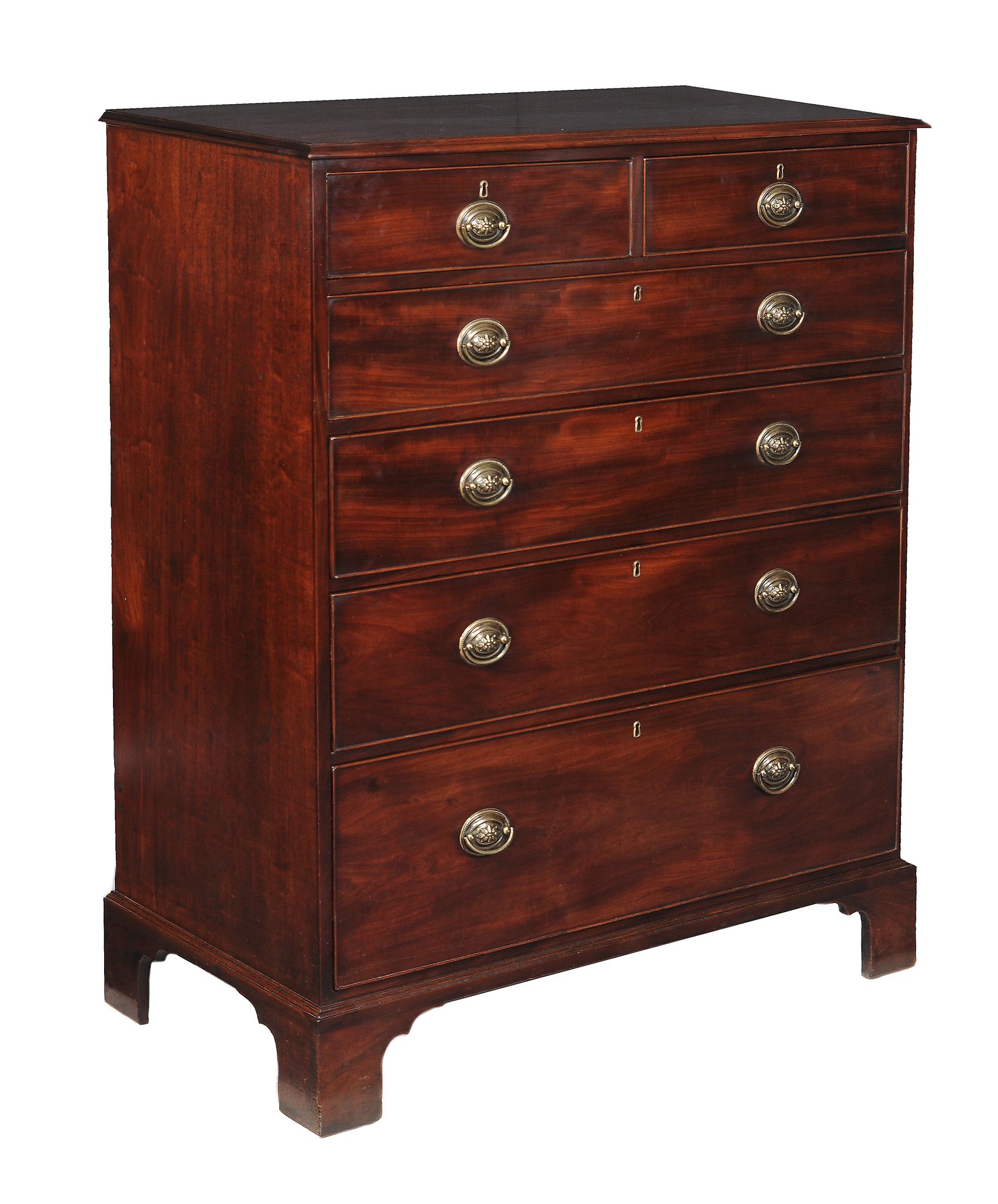A George III Irish mahogany chest of drawers, circa 1780, the moulded rectangular top above two - Image 2 of 3