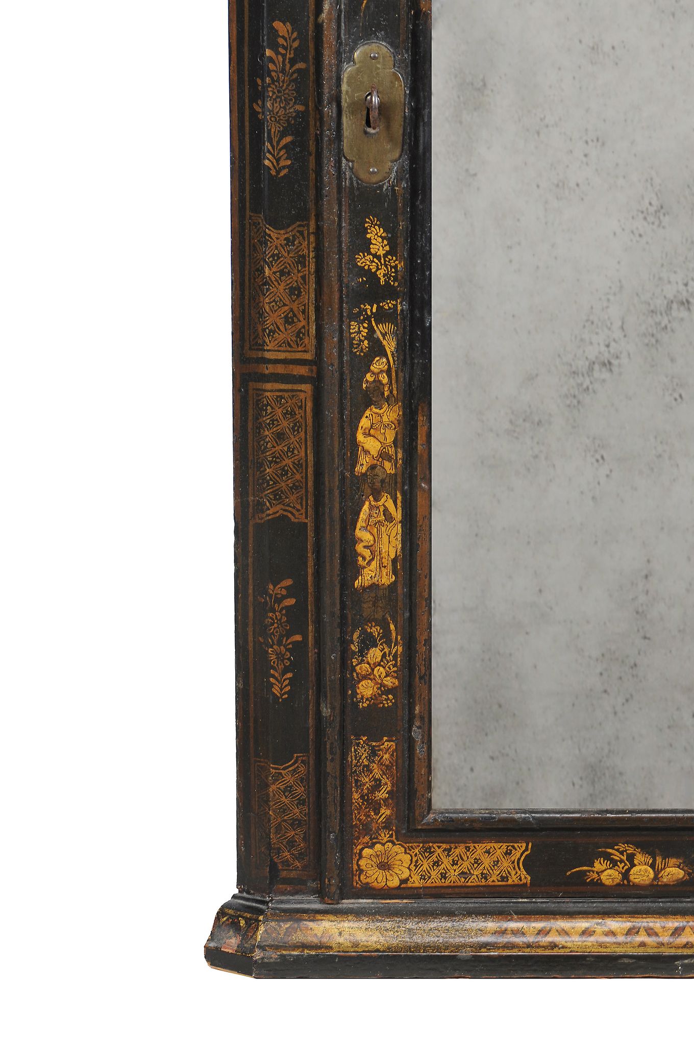 A George I black lacquer and gilt decorated hanging corner cabinet, circa 1720, in the manner of - Image 3 of 3