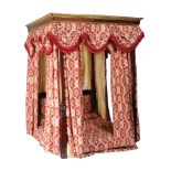 Ω A William IV mahogany, rosewood and parcel gilt four post bed, circa 1835, upholstered and hung