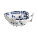 A Meissen leaf-shaped blue and white pickle-dish , mid 18th century, painted with the Fels und