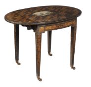 A Chinese Export black lacquer and gilt decorated Pembroke table , last quarter 18th century,