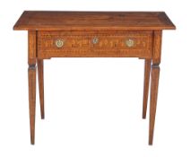 An Italian walnut and parquetry inlaid side table , late 18th/ early 19th century, decorated with