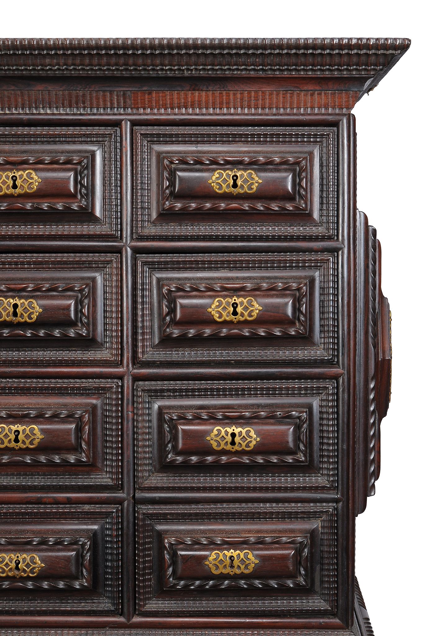 Ω A Portuguese rosewood and gilt metal mounted cabinet on stand, mid 18th century, decorated with - Image 3 of 3