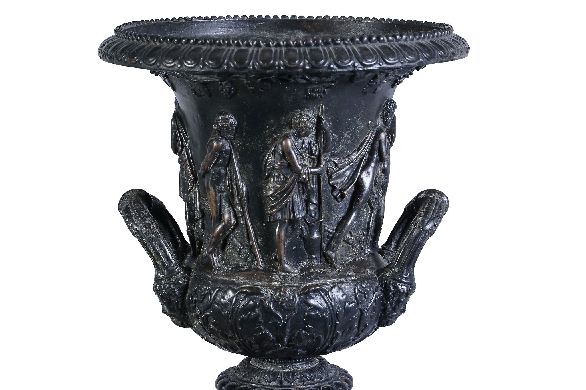 A pair of impressive bronze and marble mounted models of the Medici vase, circa 1875, with egg-and- - Image 3 of 3