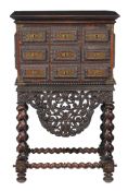 Ω A Portuguese rosewood and hardwood cabinet on stand , mid 18th century, the cabinet with