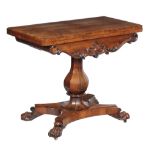 Ω A pair of William IV rosewood folding tables , circa 1835, each rectangular top opening to a ,