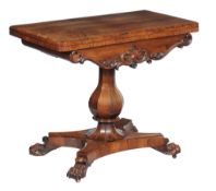Ω A pair of William IV rosewood folding tables , circa 1835, each rectangular top opening to a ,